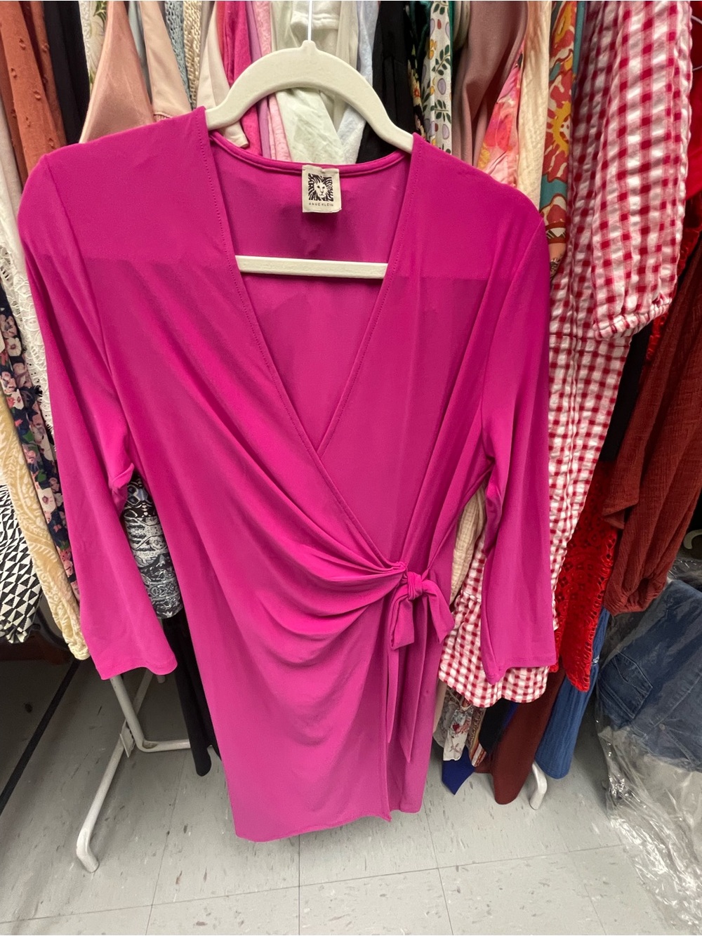 Anne Klein Magenta Wrap Tunic with Side Knot